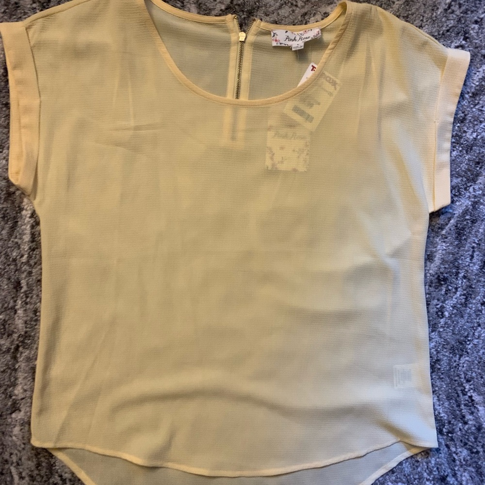 pale yellow sheer blouse from TJ Maxx